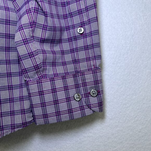Jos. A Banks button dress shirt Traveler's Collection tailored fit purple mens L - Picture 6 of 8